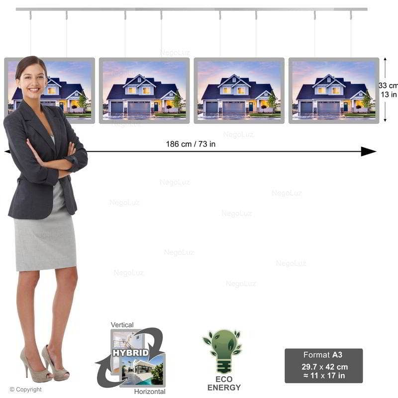 Cartel Retroiluminado Inmobiliaria - NegoLuz España Porte Affiche Suspendu Vitrine Led A3h 1r4c