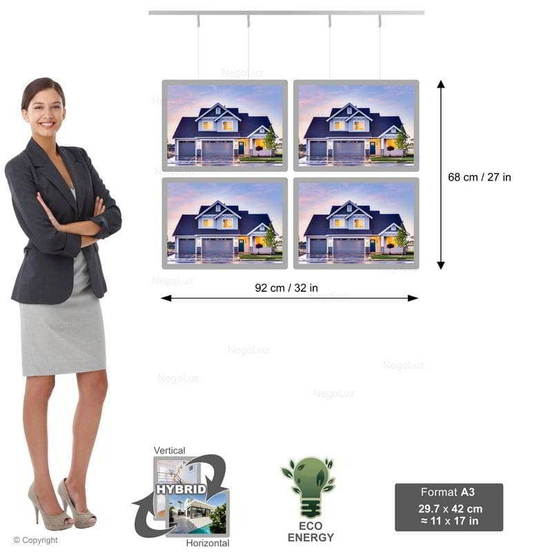 Inmobiliaria Aviso Led Retroiluminado - NegoLuz España Porte Affiche Suspendu Vitrine Led A3h 2r2c